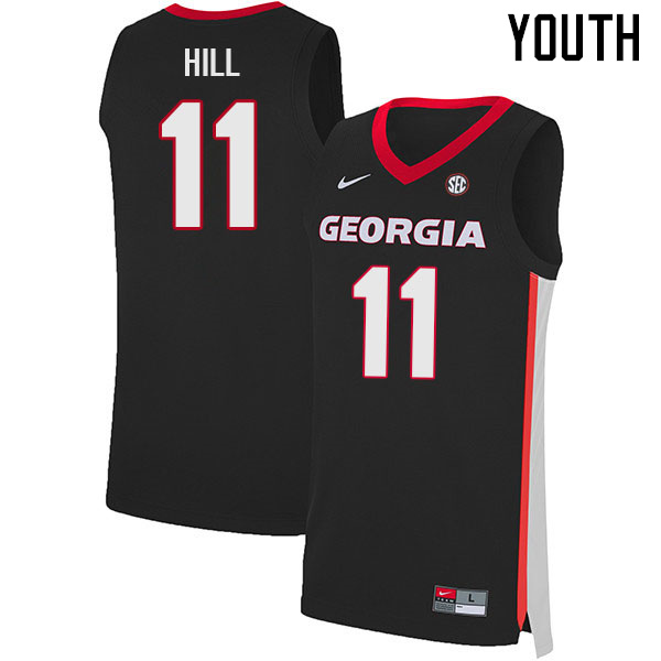 Youth #11 Justin Hill Georgia Bulldogs College Basketball Jerseys Sale-Black